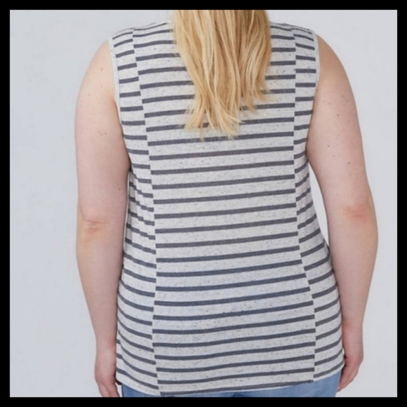 Lane Bryant 26/28 Gray Blue Striped Tank Top - Picture 2 of 5
